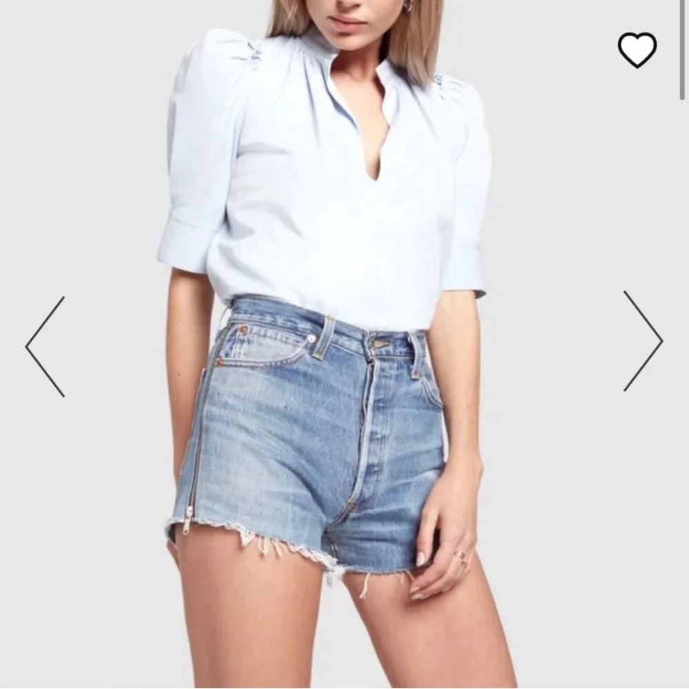 Re/Done High-Waist Light Blue Denim Cutoff Shorts